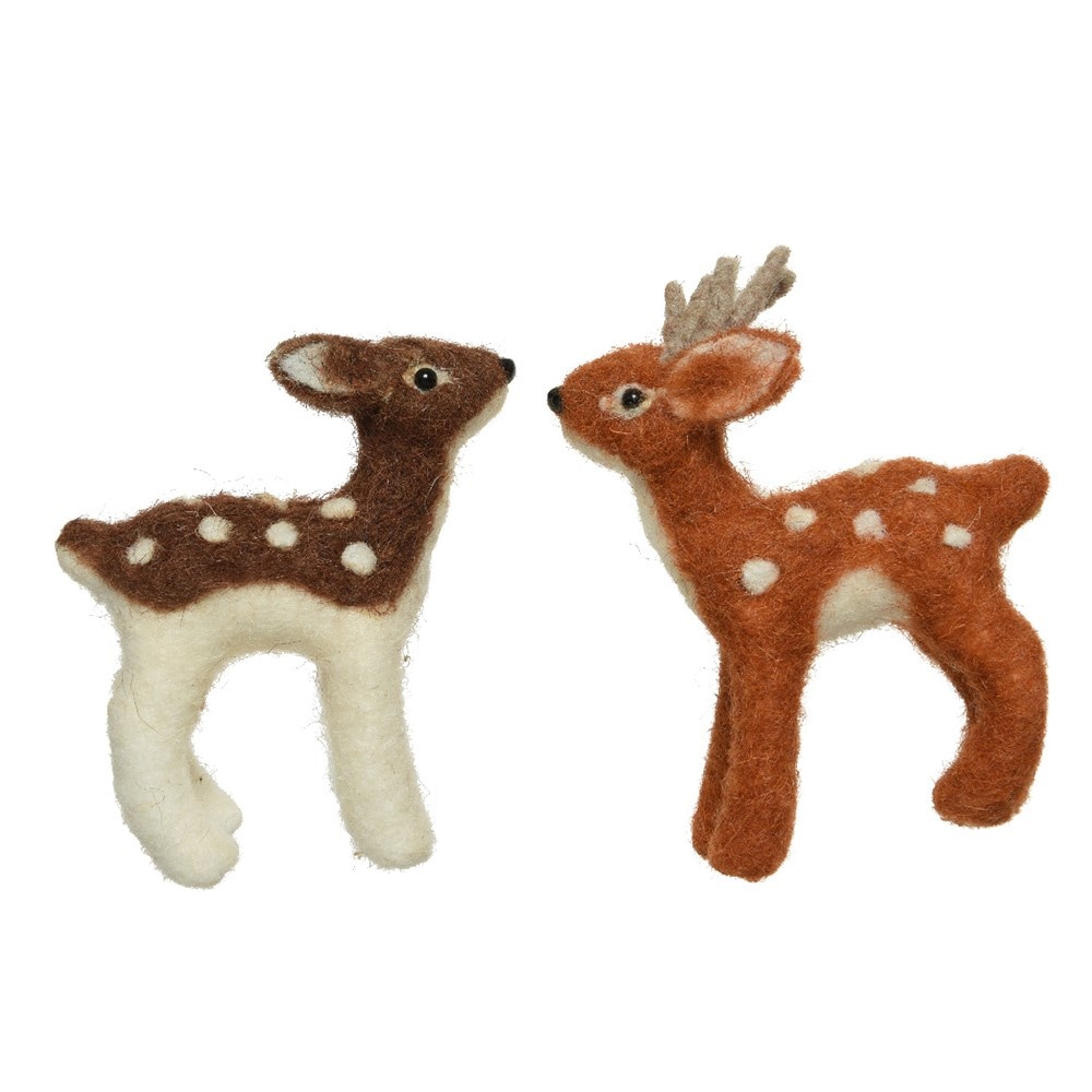 Two felt hanging deer