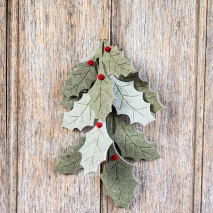 Felt holly branch
