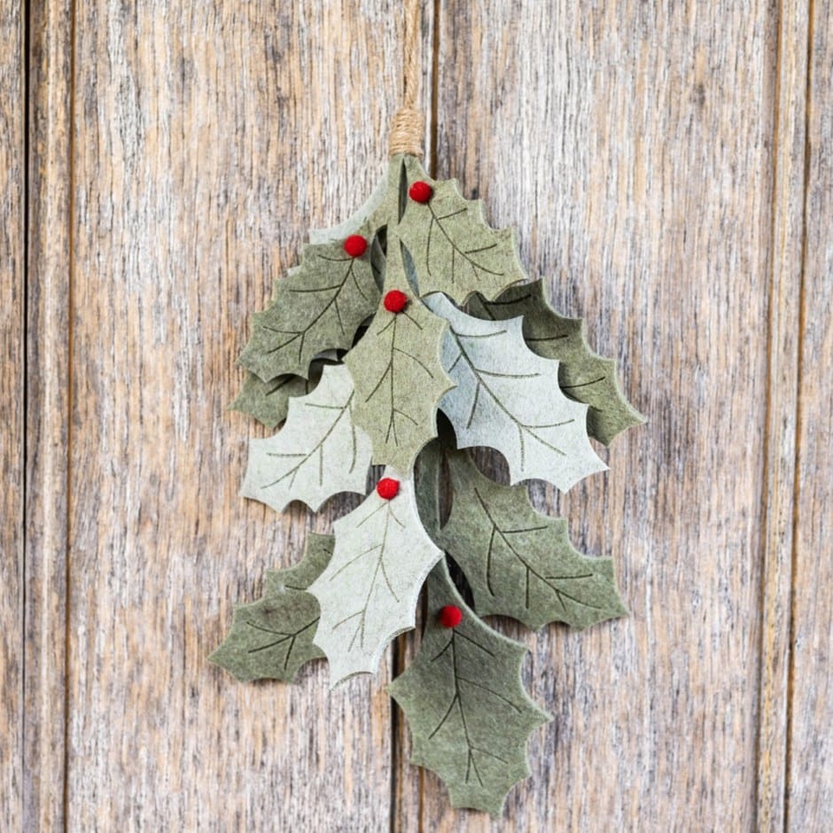 Felt holly branch