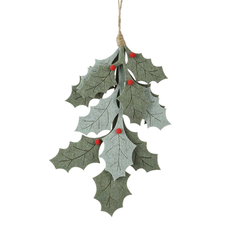 Felt holly branch