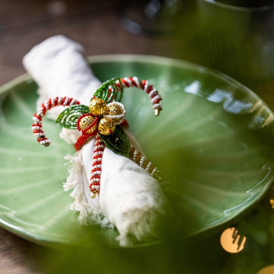 Candy cane beaded napkin ring