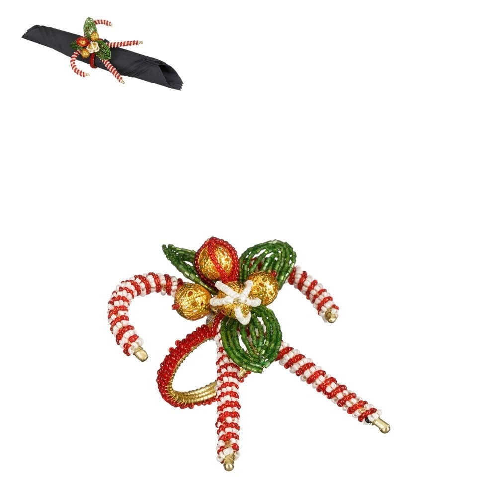 Candy cane beaded napkin ring