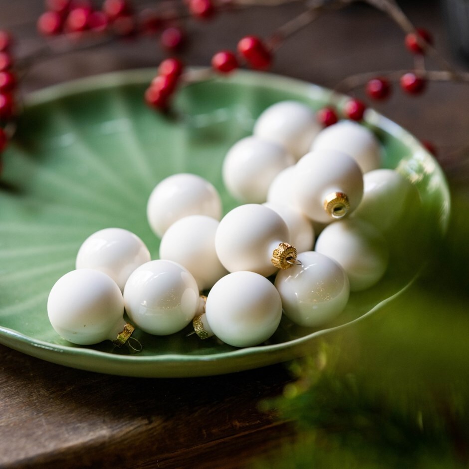 Cream mini glass baubles - box of 16