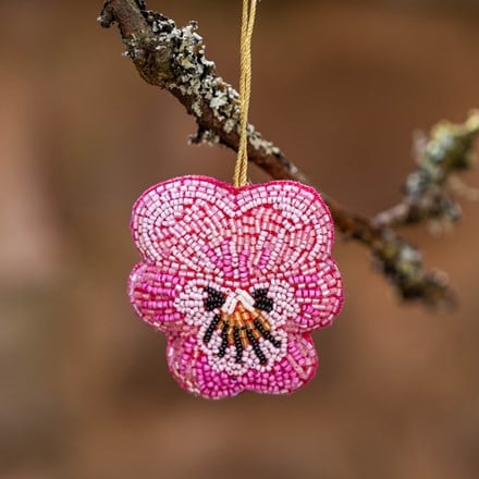 Beaded pink pansy