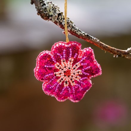Beaded bright pink cherry blossom