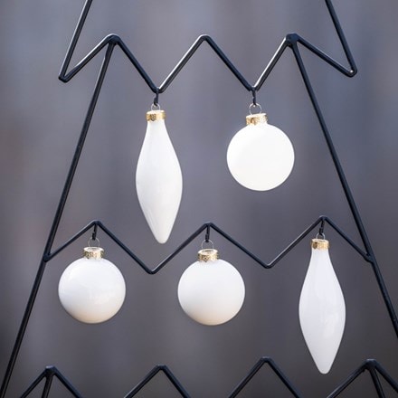 Cream glass shaped baubles - box of 10