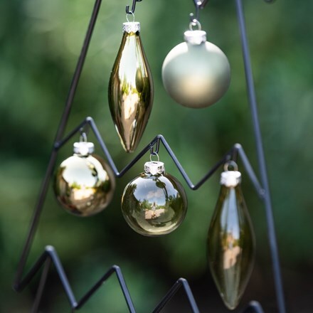 Green glass shaped baubles - box of 10