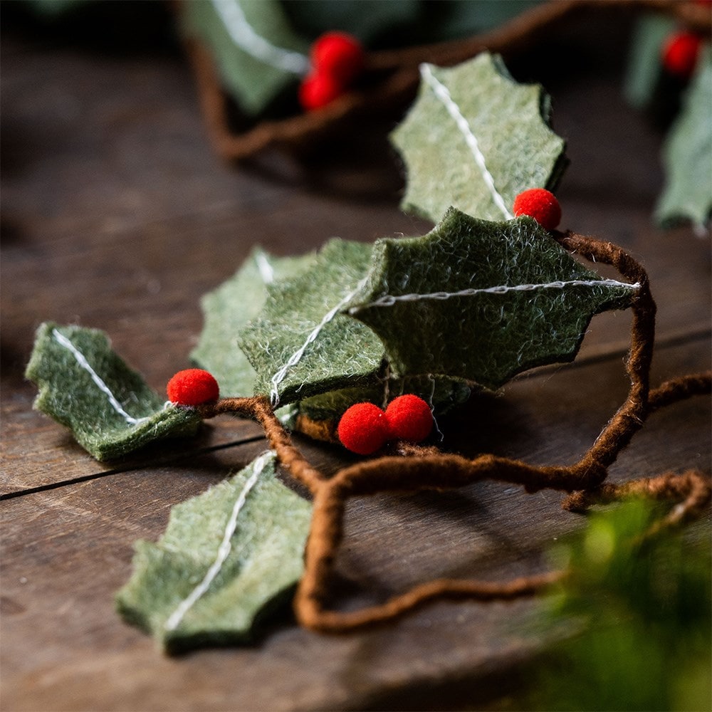 Felt holly garland