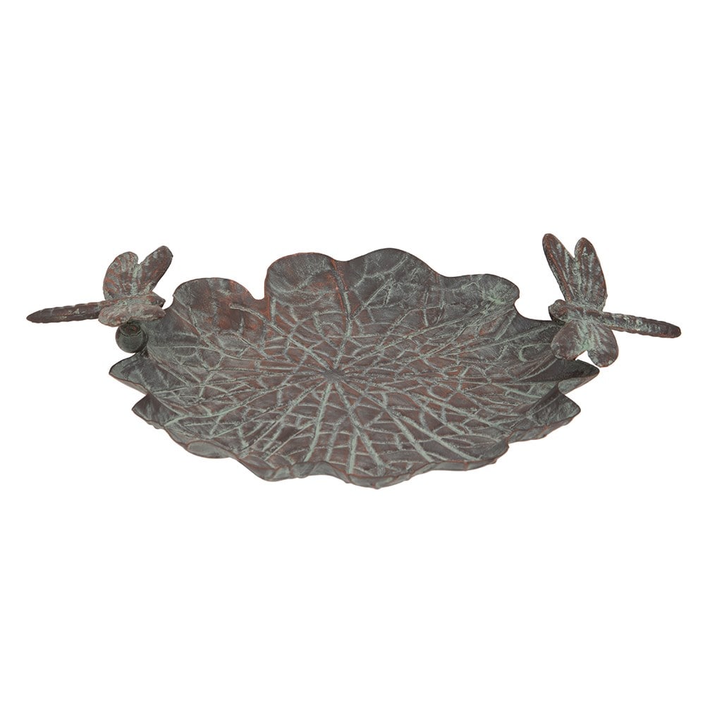 Dragonfly bird bath - verdigris