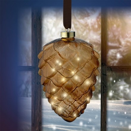 Amber glass light up pinecone