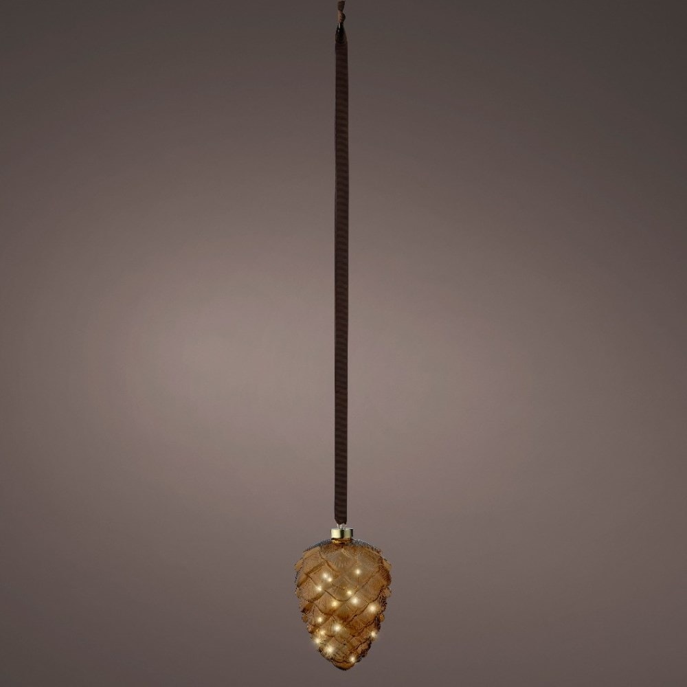 Amber glass light up pinecone