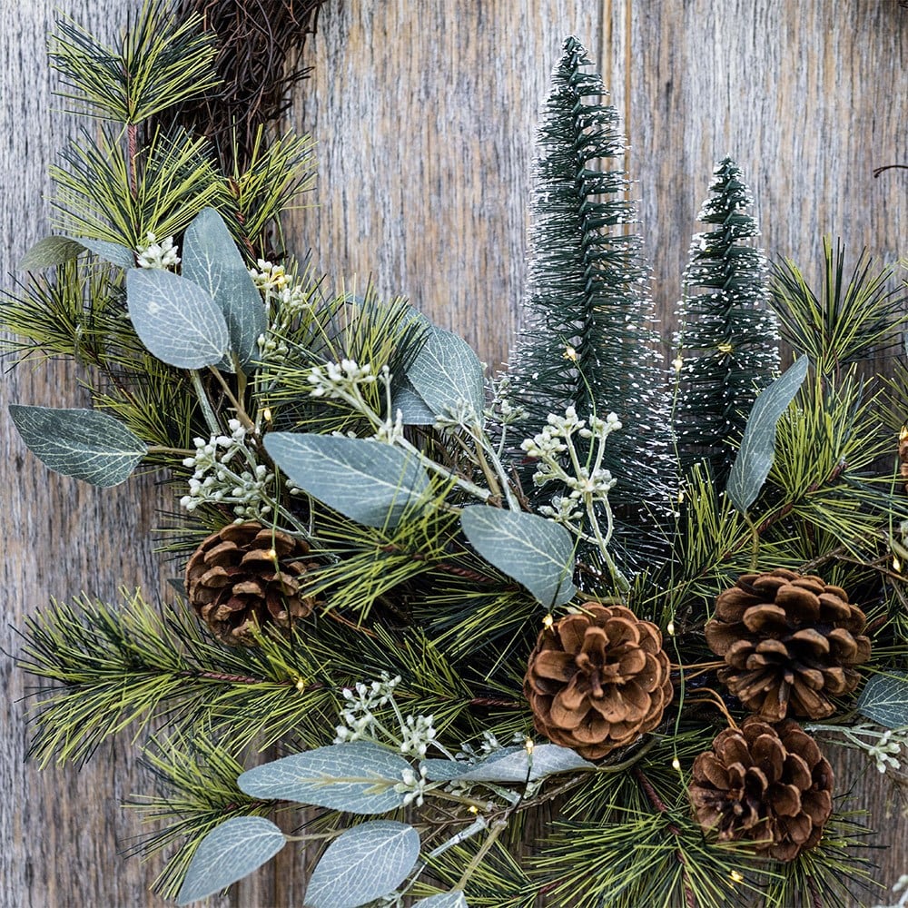 Light up brush tree wreath