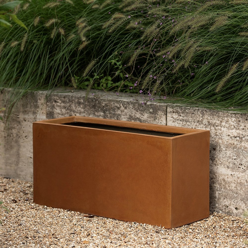 Rectangular terrace planter - rust