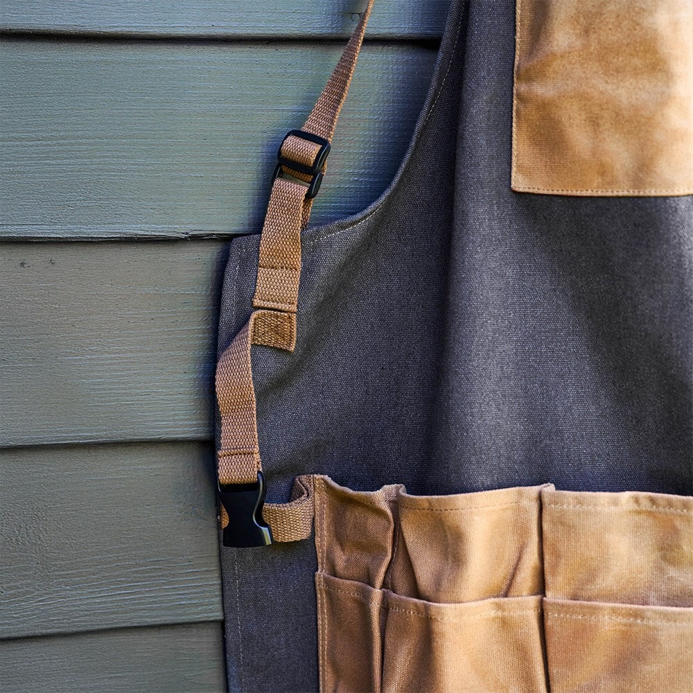 Classic garden apron - charcoal & natural