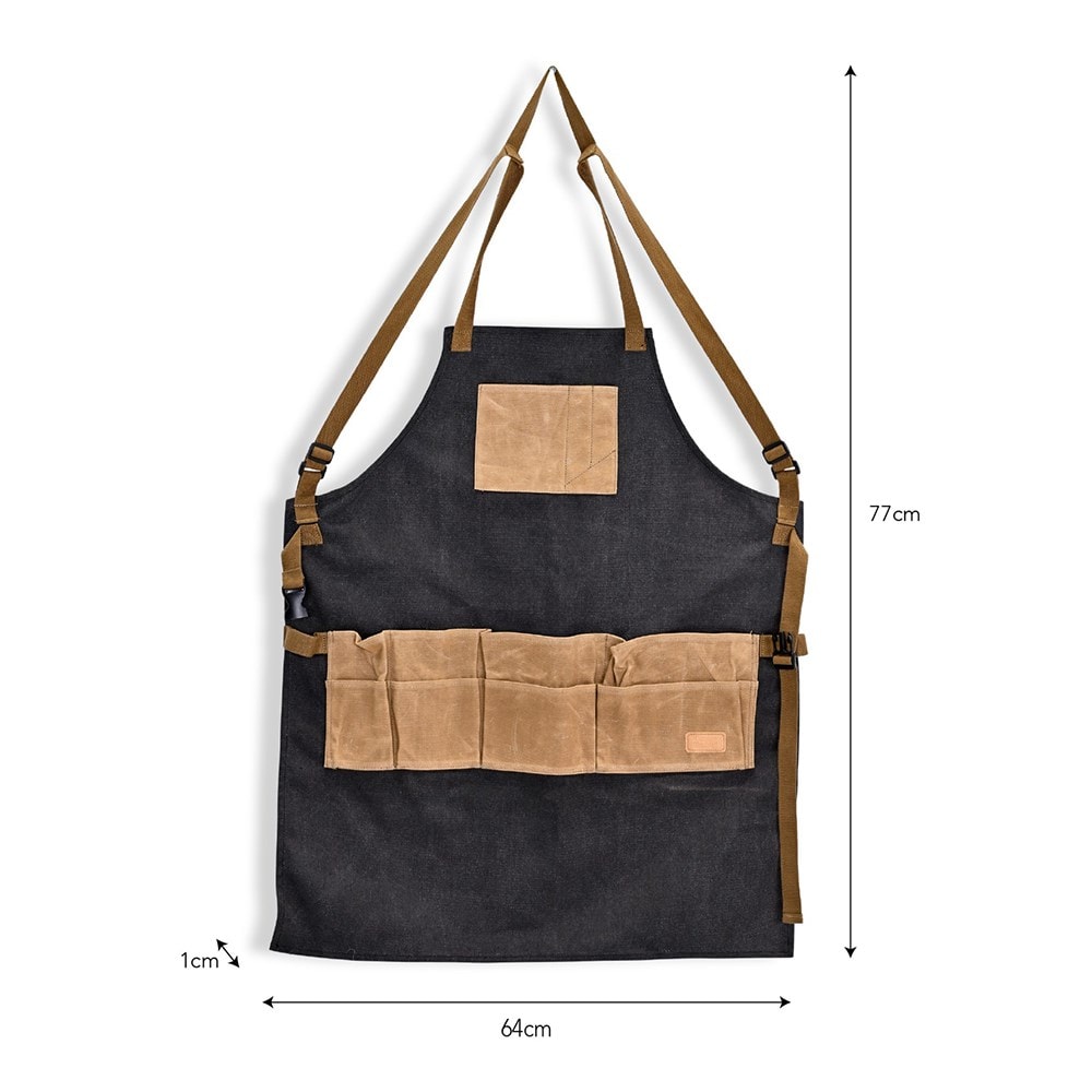 Classic garden apron - charcoal & natural
