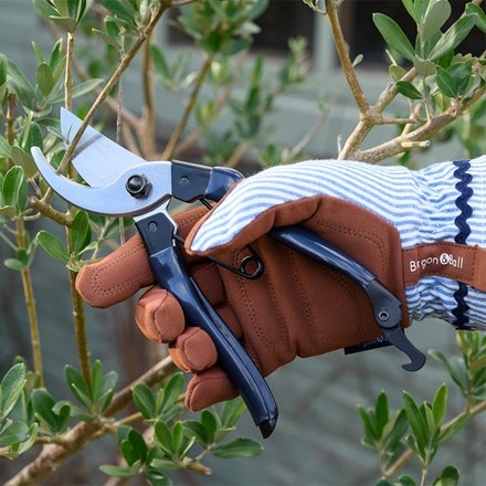 Striped gardening gloves - denim blue