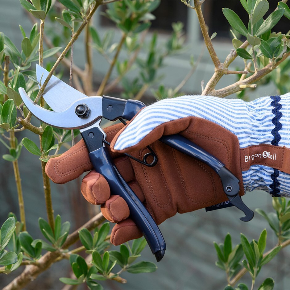 Striped gardening gloves - denim blue