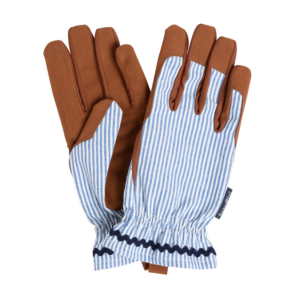 Striped gardening gloves - denim blue