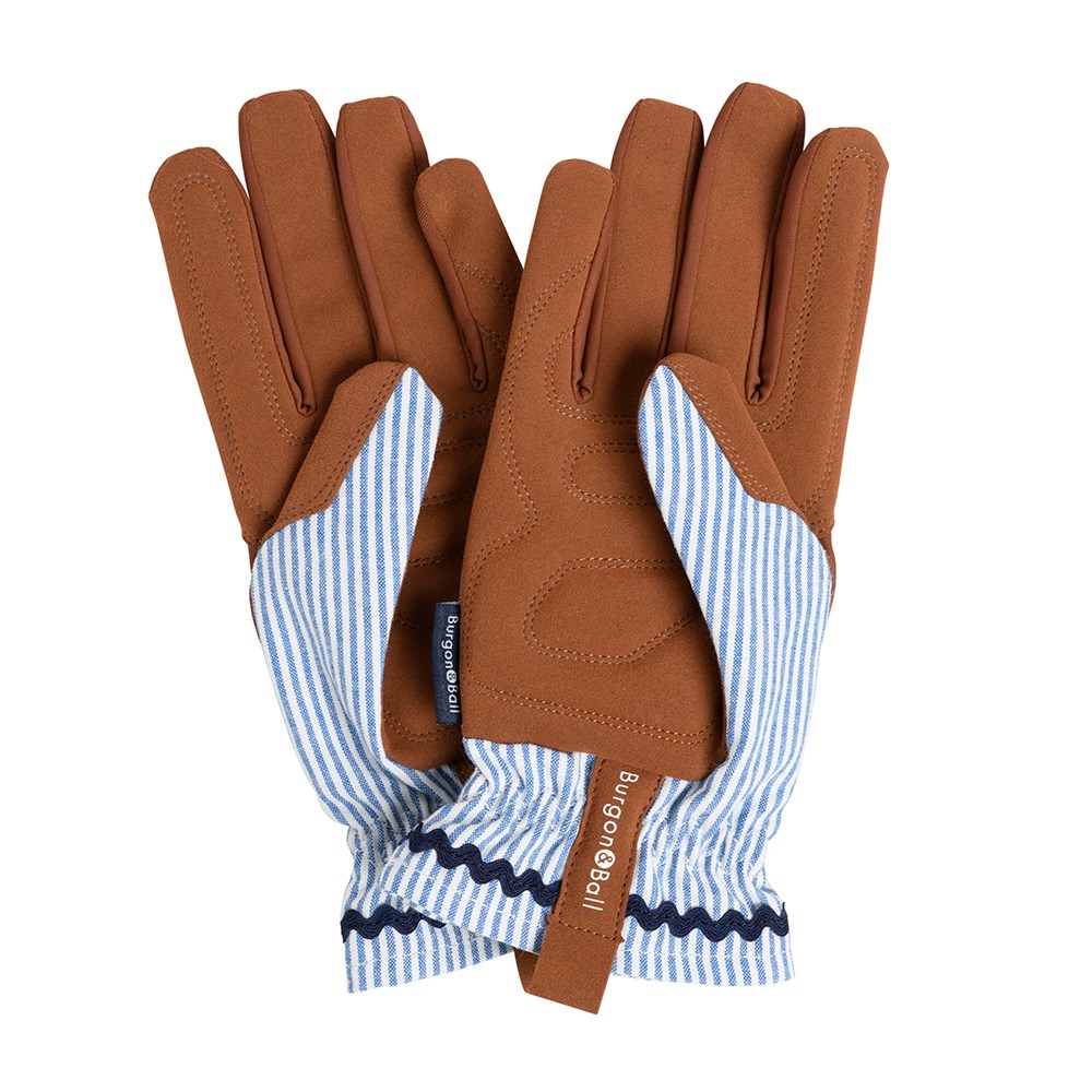 Striped gardening gloves - denim blue