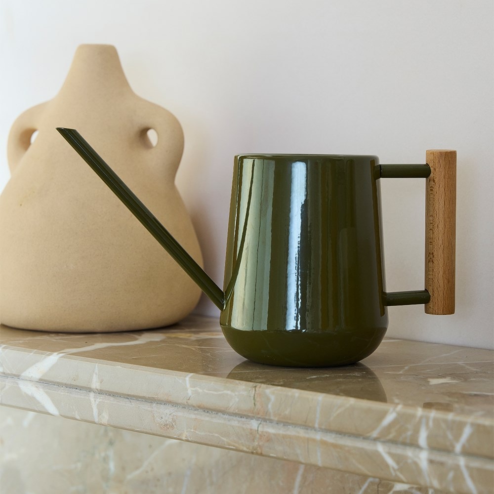 Indoor metal watering can - khaki
