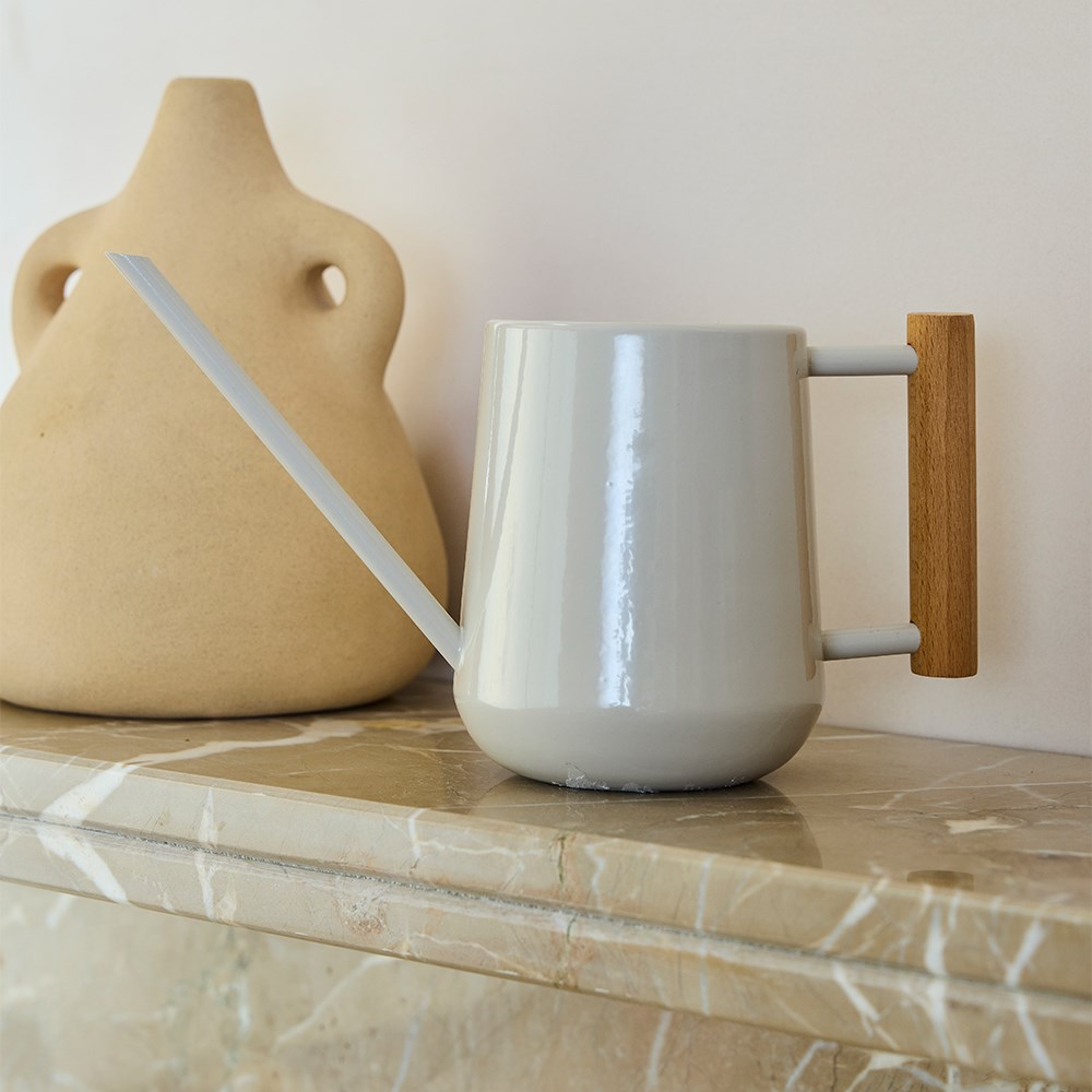 Indoor metal watering can - light grey