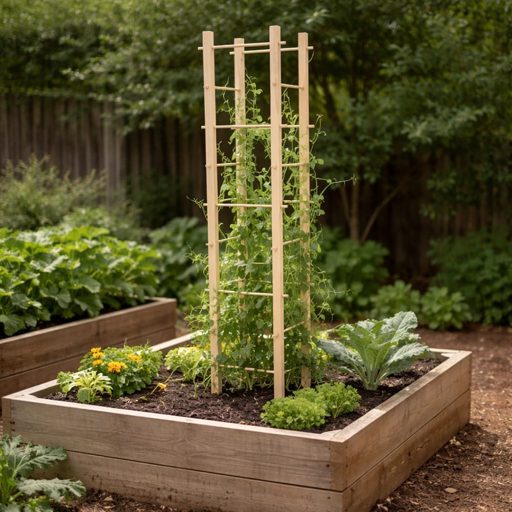 Wooden plant support tower