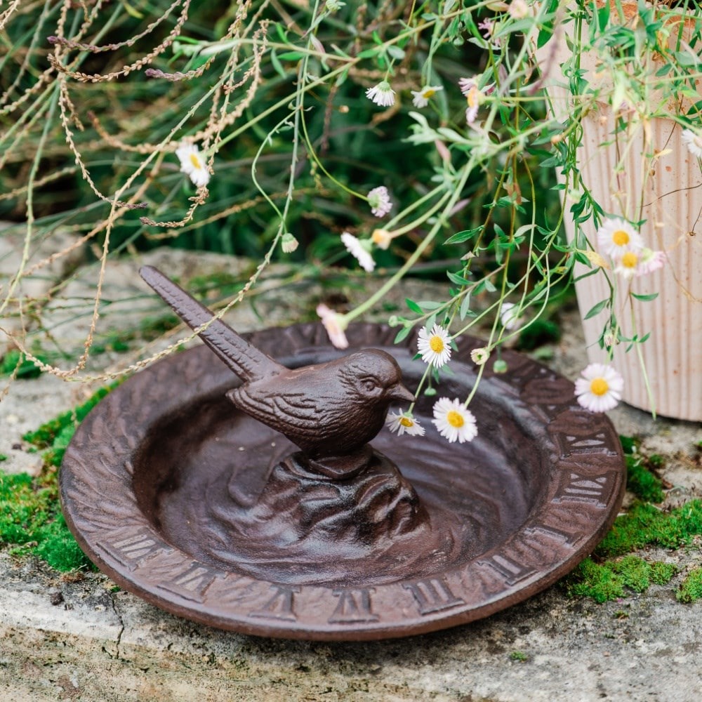 Cast iron bird bath with sundial