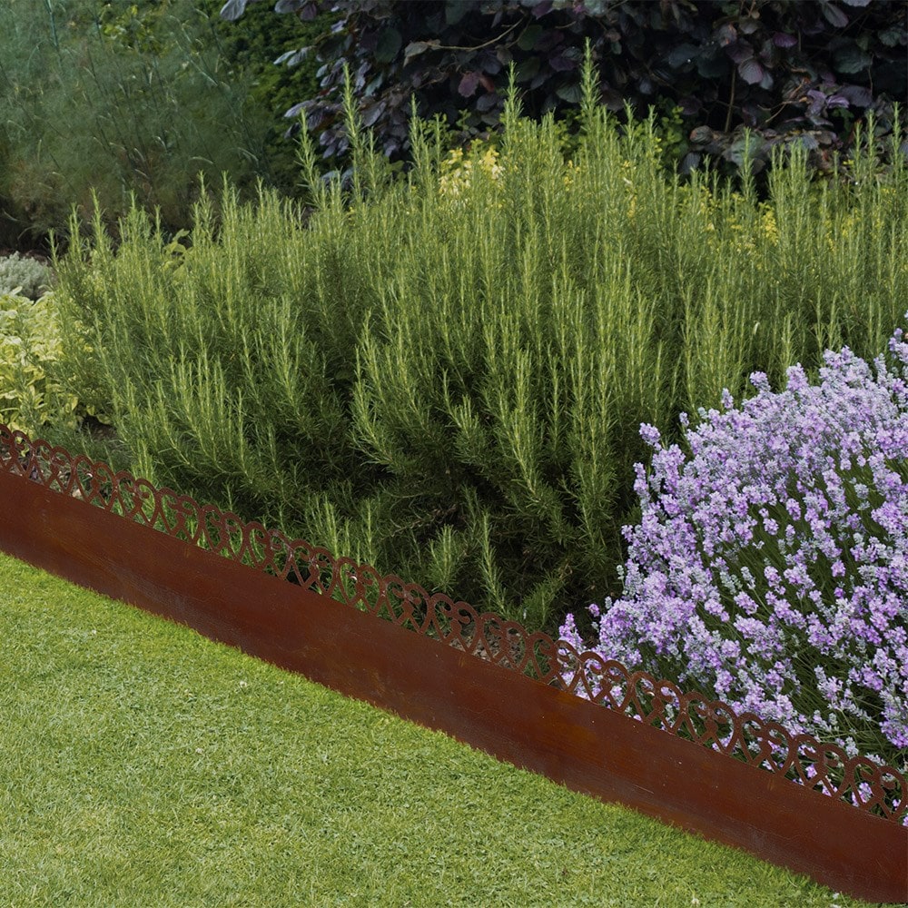 Rolled up scroll lawn edging - rust