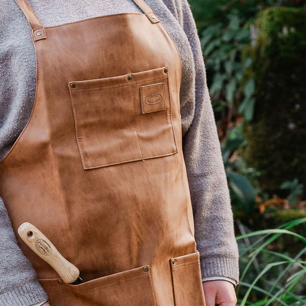 Gardener's faux leather tool apron - tan