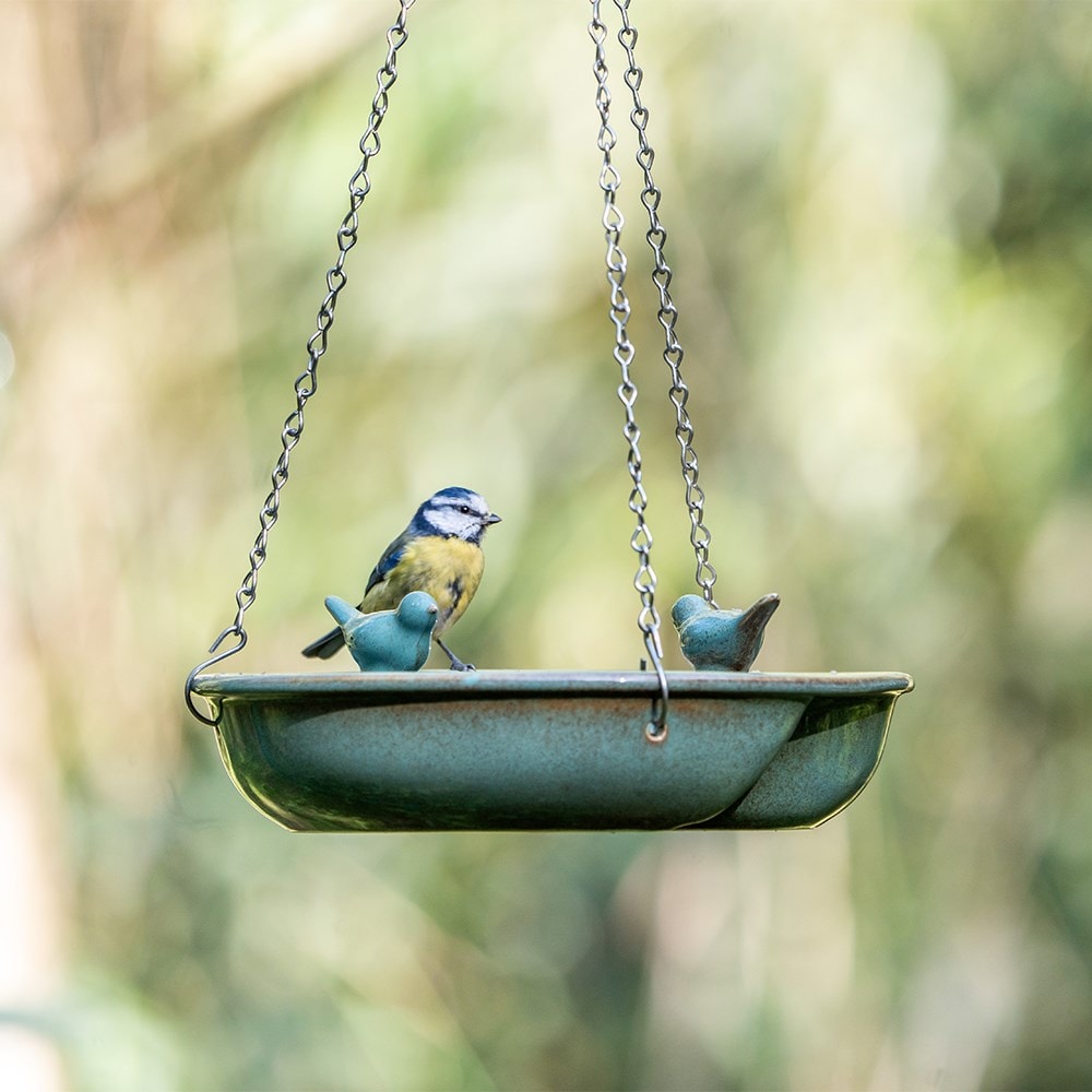 Ceramic hanging water & feeding dish - green