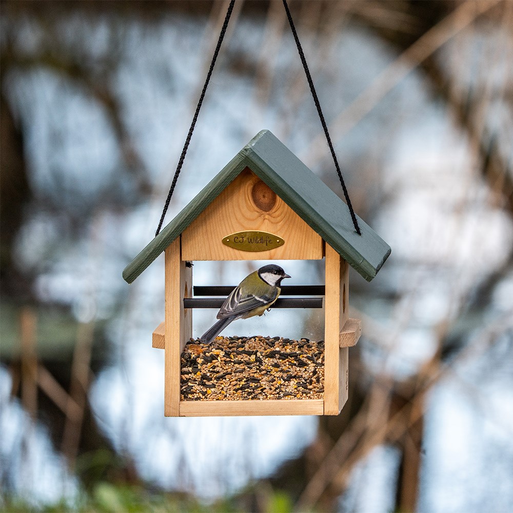Hanging bird feeder house - green