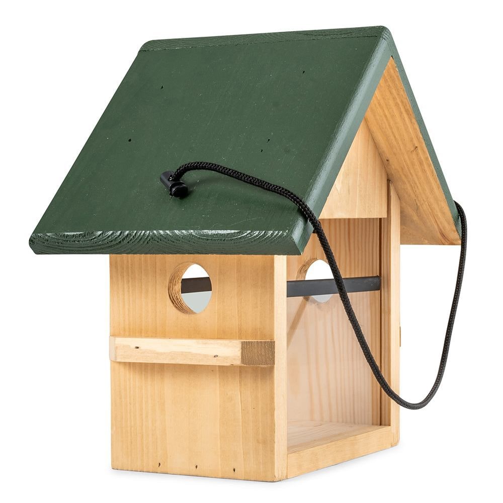 Hanging bird feeder house - green