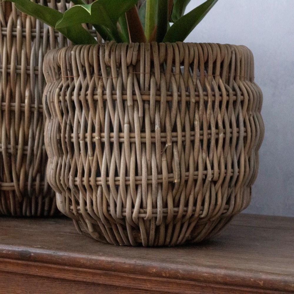 Rattan textured plant pot