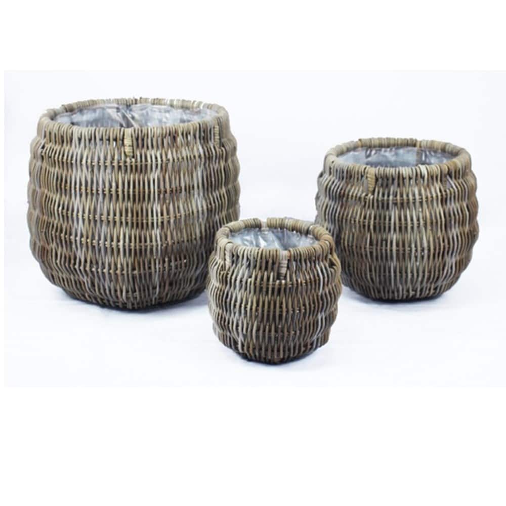 Rattan textured plant pot