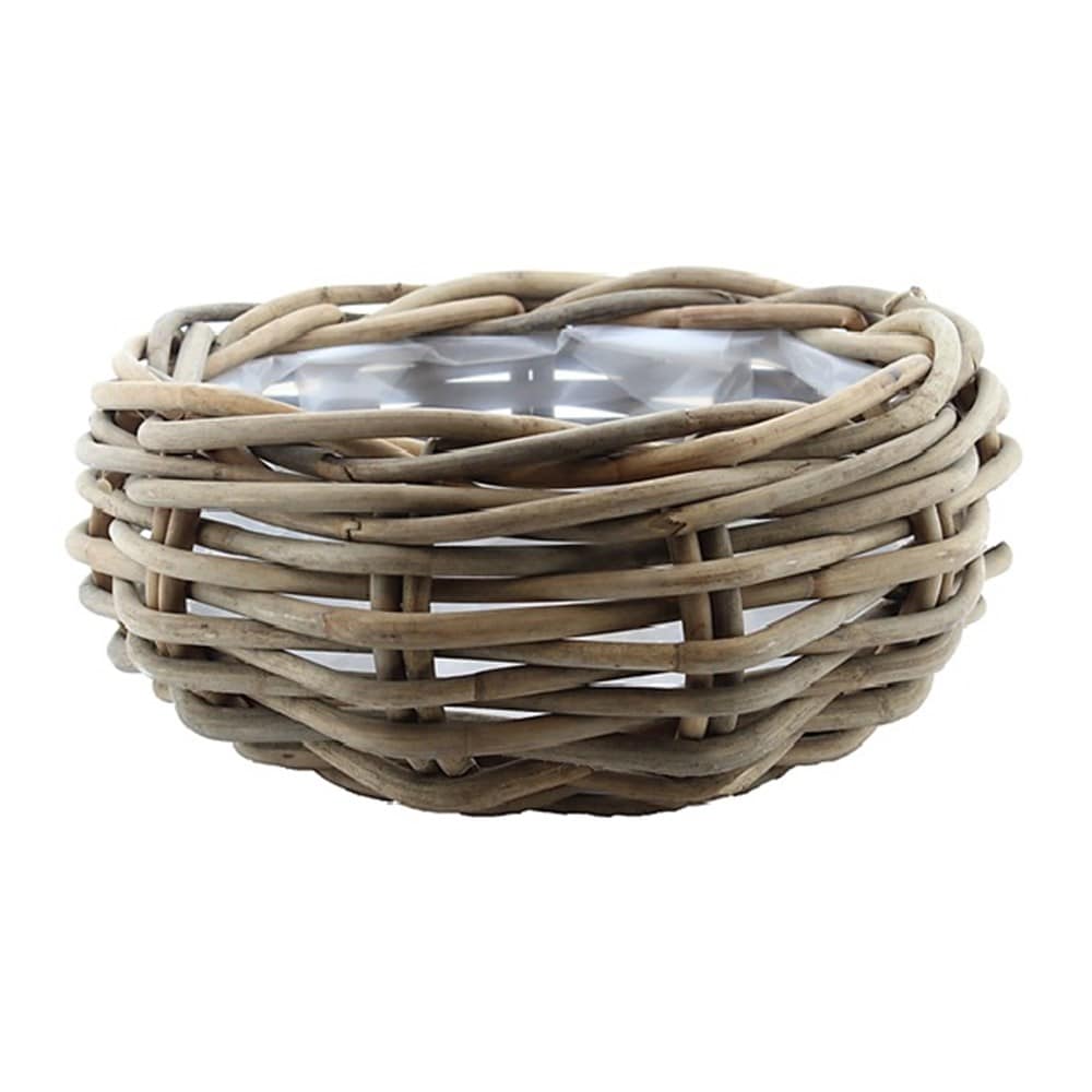 Round rattan large plant bowl