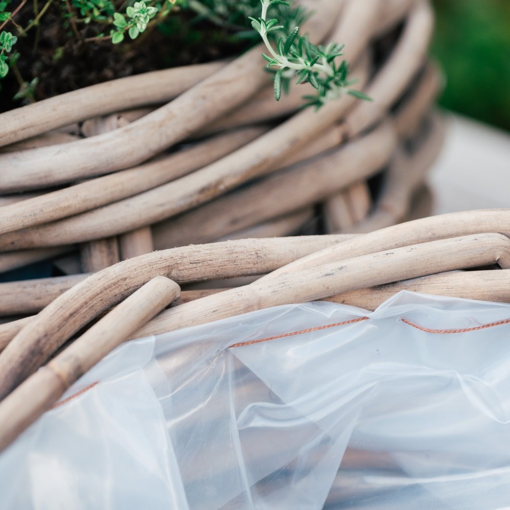 Round rattan large plant bowl