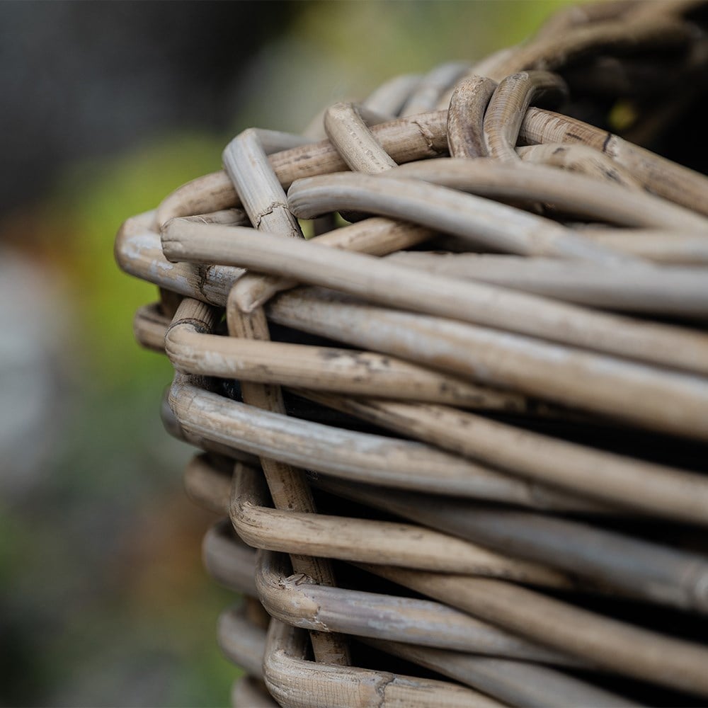Large square rattan planter on wheels