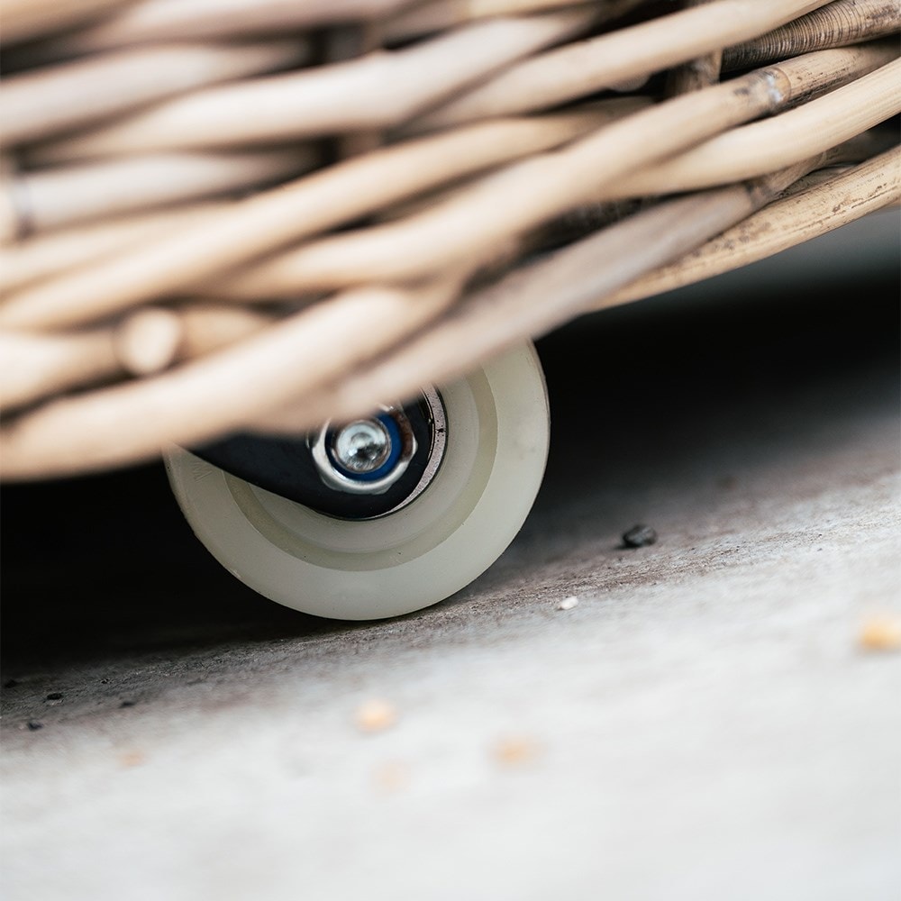 Large square rattan planter on wheels