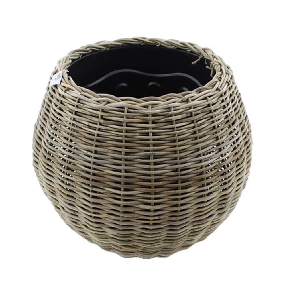 Chunky rattan bowl planter 