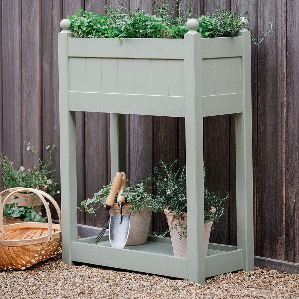 Wooden herb trough - sage