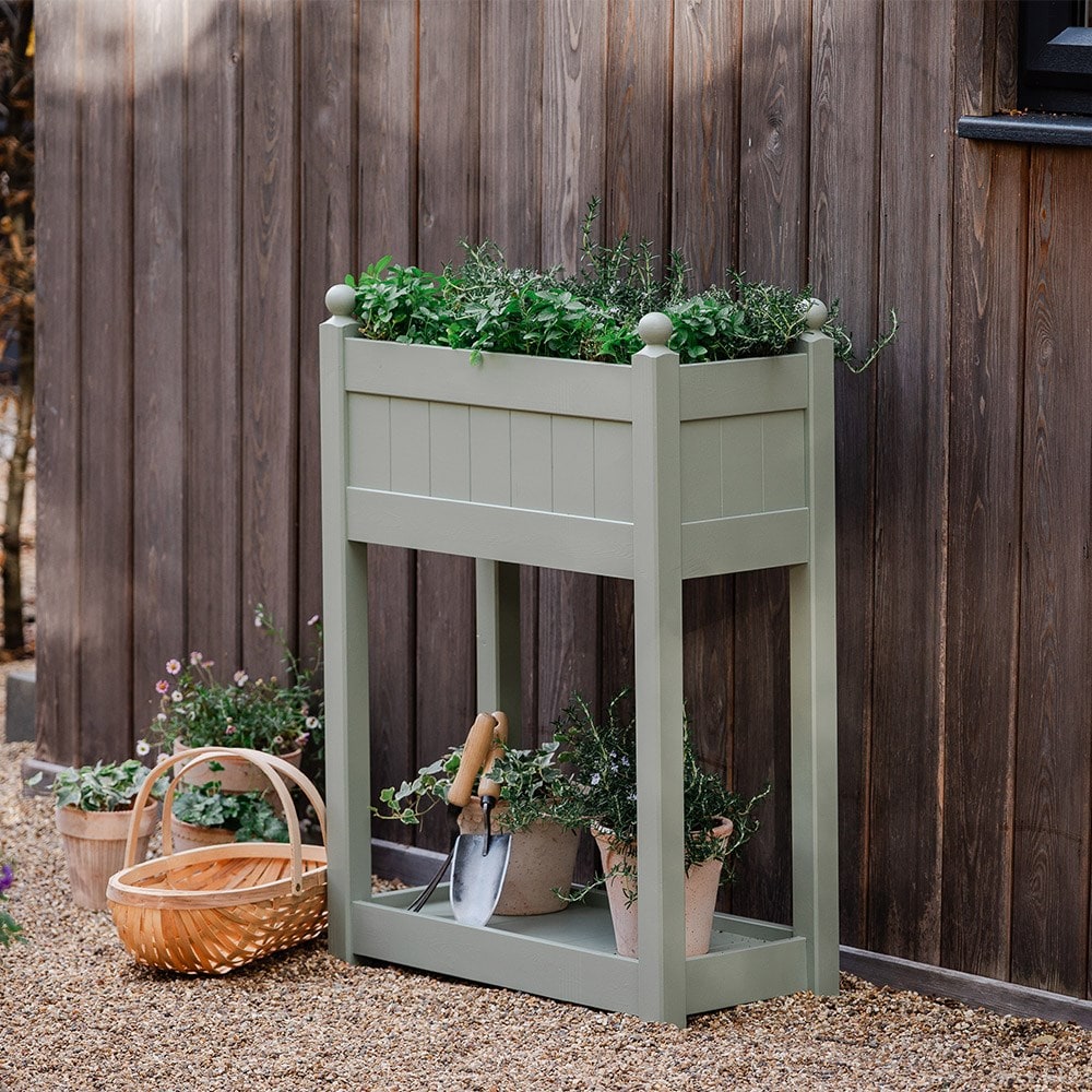 Wooden herb trough - sage