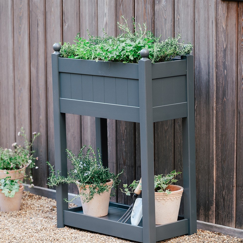 Wooden herb trough - charcoal