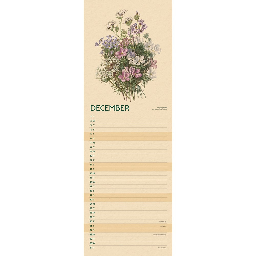 RHS flowers 2026 slim calendar