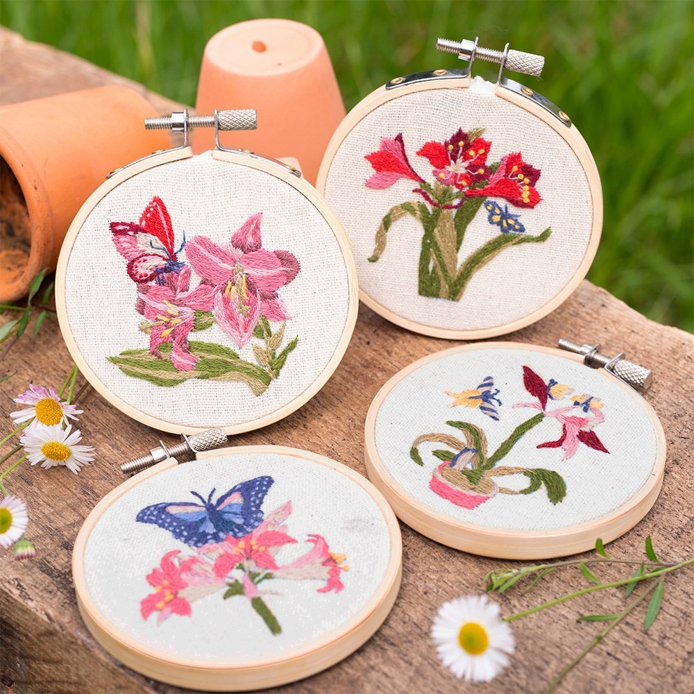 RHS embroidery hoop kit - butterfly & flora