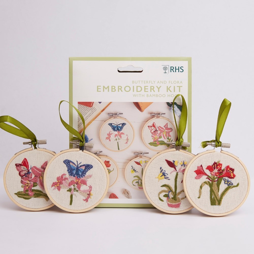 RHS embroidery hoop kit - butterfly & flora