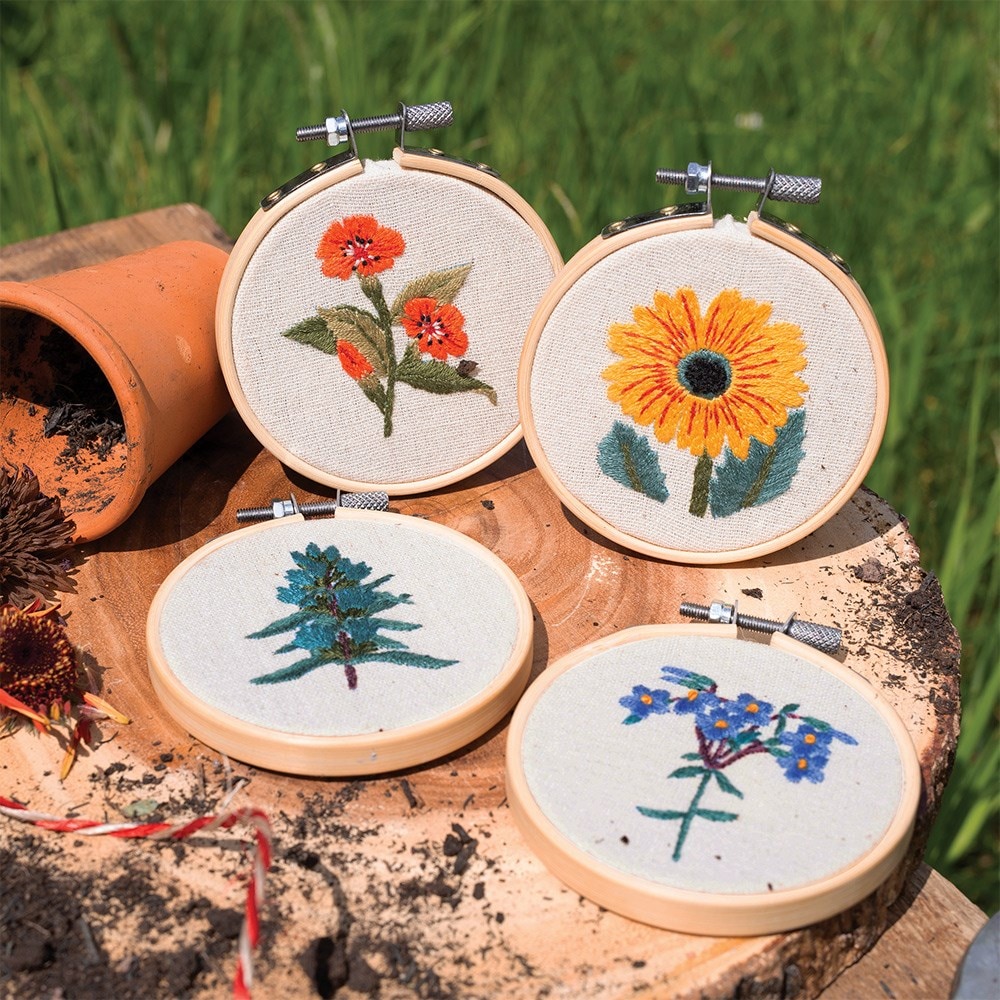 RHS embroidery hoop kit - in the garden