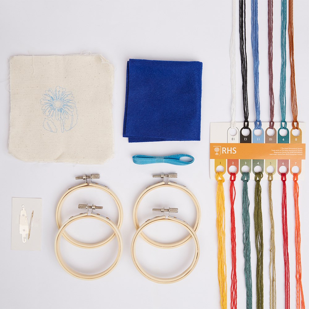RHS embroidery hoop kit - in the garden