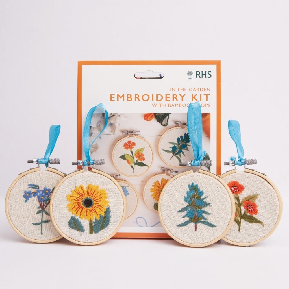 RHS embroidery hoop kit - in the garden