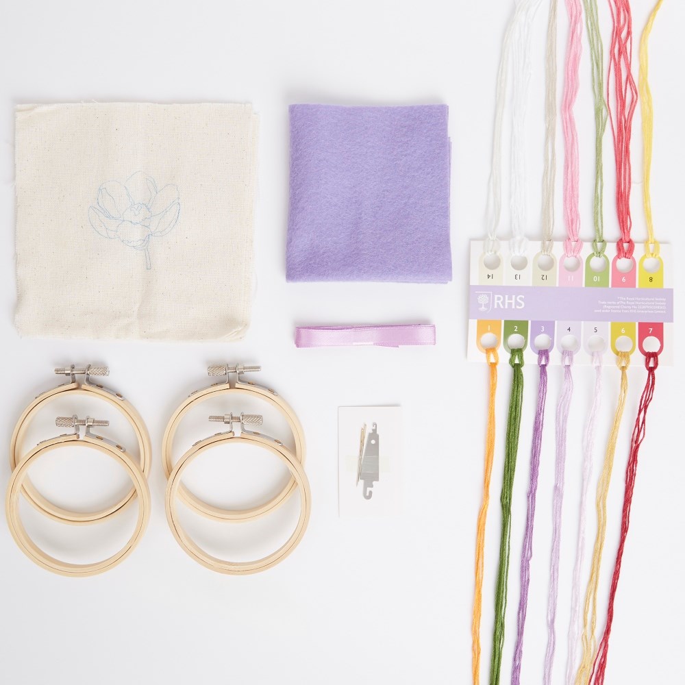 RHS embroidery hoop kit - pastel florals