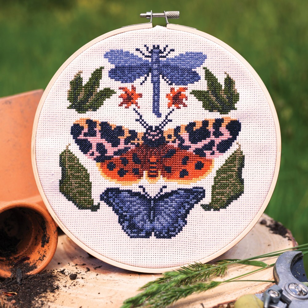 RHS cross stitch kit - garden tiger moth